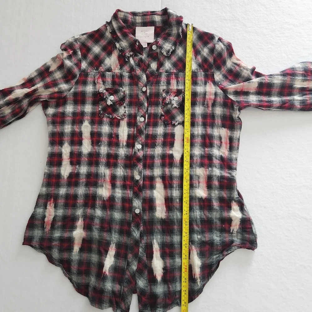 Romeo & Juliet Couture Western Plaid Button-Down Shirt  Size Large